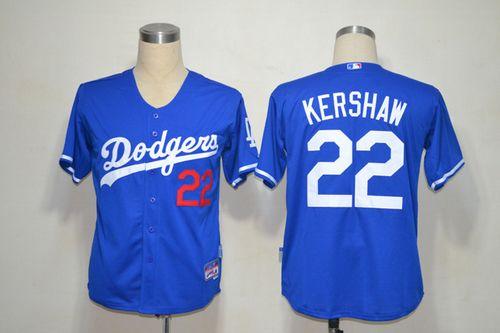 Dodgers #22 Clayton Kershaw Blue Cool Base Stitched MLB Jersey - Click Image to Close